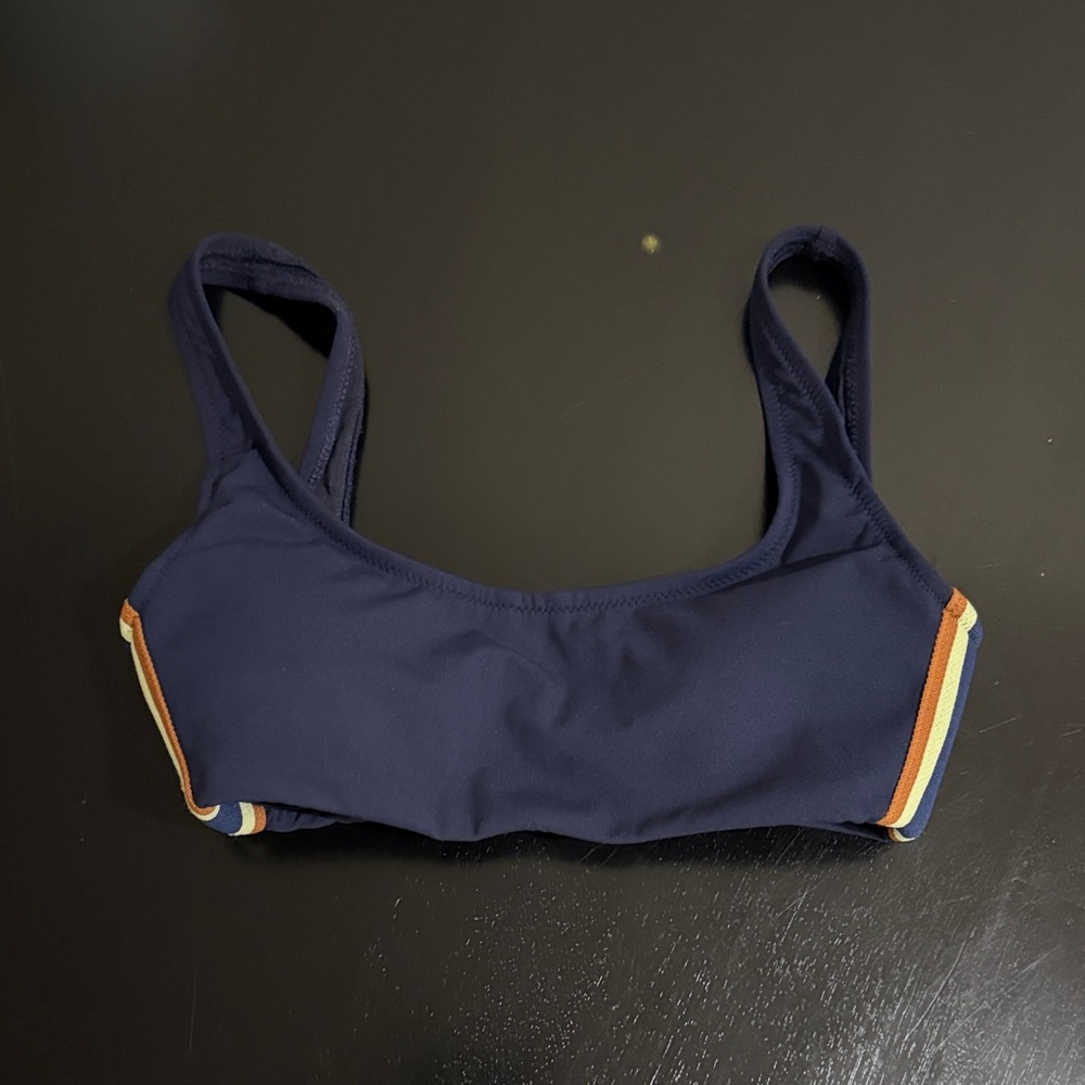 Tory Burch Navy Sports Bra with Colorful Accents